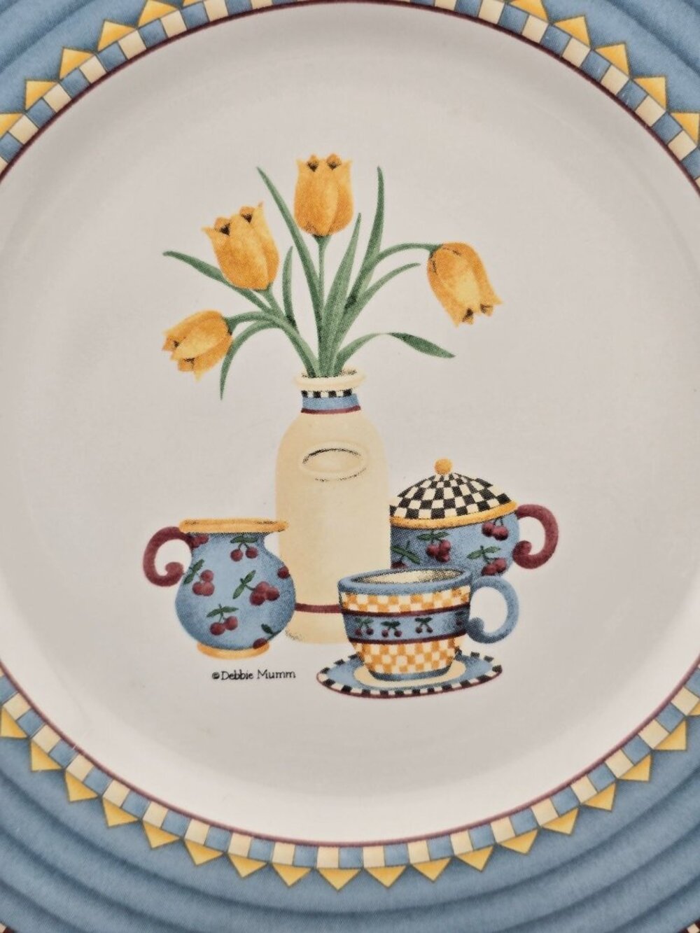 Vntg Debbie Mumm Country Kitchen (4) 8.25" Salad Plates Sakura READ - Picture 11 of 11